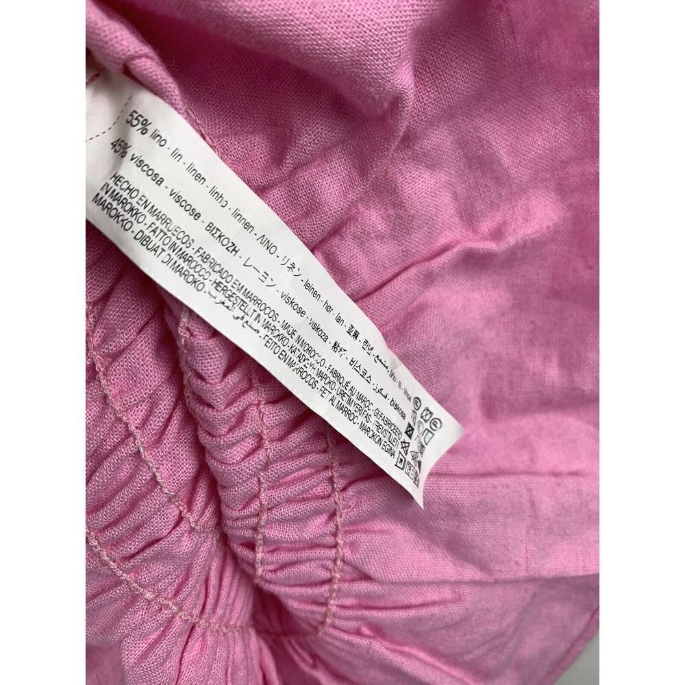 Zara Bubble Gum Pink Linen Blend Mini Dress Women’s Size Medium M Barbie - Picture 7 of 9
